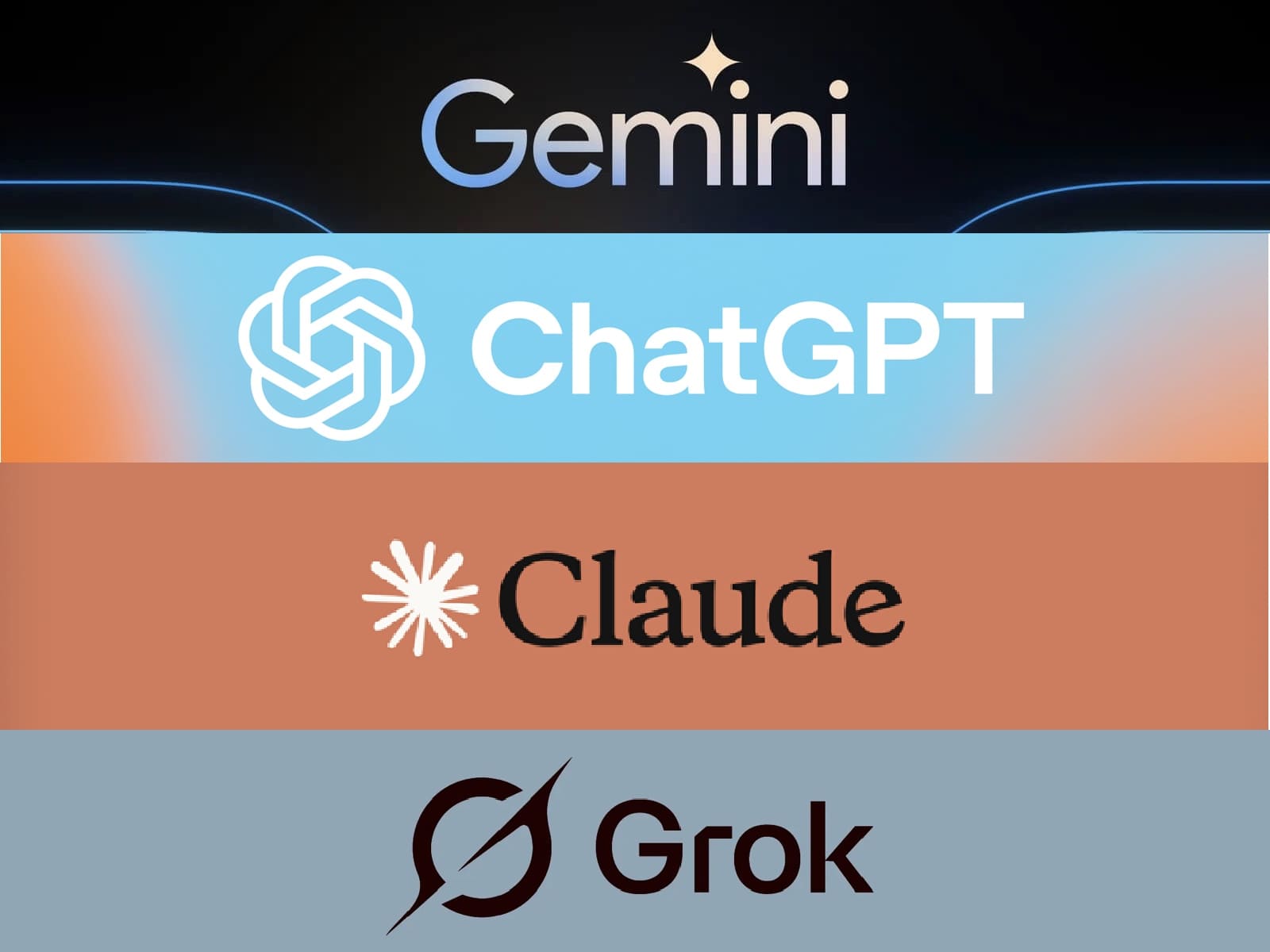 Gemini、ChatGPT、Claude 和 Grok 等 AI 工具服务场景
